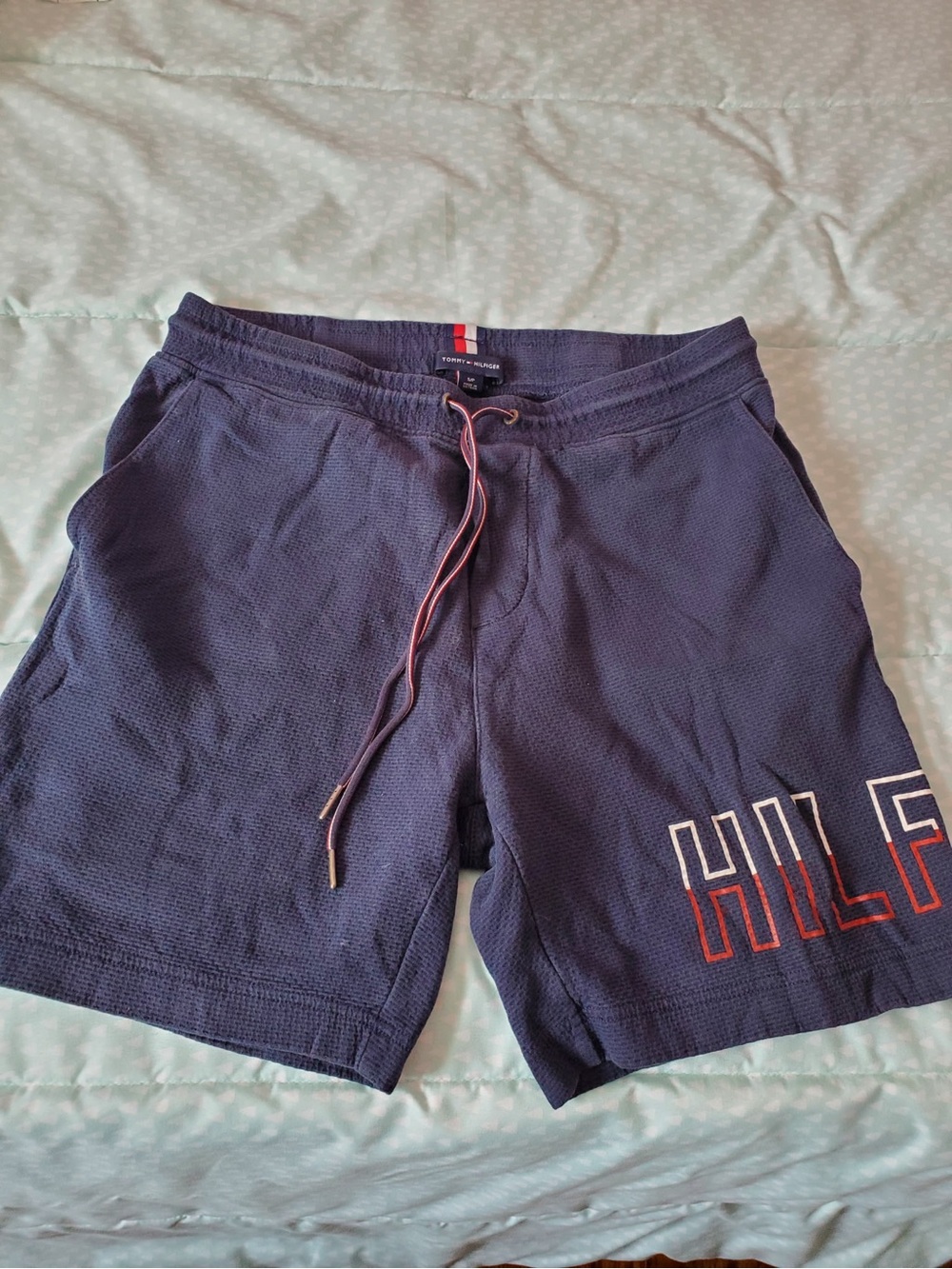 Tommy Hilfiger Men’s Navy Athletic Shorts with Red-Trim Drawstring